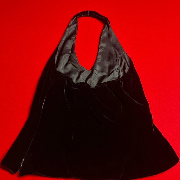 Vintage Black Velvet Halter Top – Size 10 - Picture 3 of 9